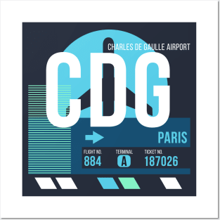 Paris (CDG) Airport // Sunset Baggage Tag Posters and Art